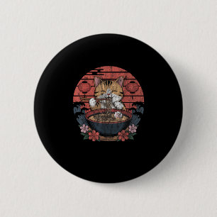 Chapa Redonda De 5 Cm Gracioso gato Ramen Tee japonés Kawaii Anime