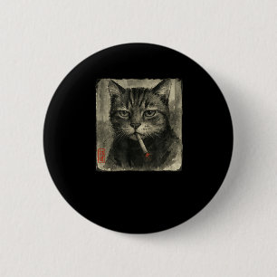 Chapa Redonda De 5 Cm Gracioso gato triste cigarrillo cigarrillo meme Lo