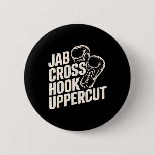 Chapa Redonda De 5 Cm Gracioso Gimnasio De Boxeo Jab Cross Hook Uppercut