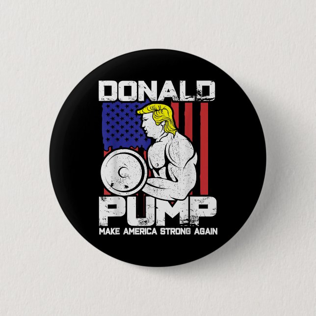 Chapa Redonda De 5 Cm Gracioso gimnasio de Levantamiento de Peso Donald  (Anverso)