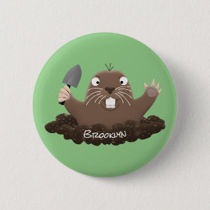 Chapa Redonda De 5 Cm Gracioso gopher digging personalizado ilustracion