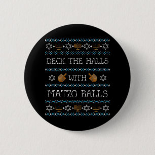 Chapa Redonda De 5 Cm Gracioso Hanukkah Sweater Decks Halls Matzo