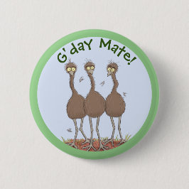Chapa Redonda De 5 Cm Gracioso ilustracion del trío de emu australiano p