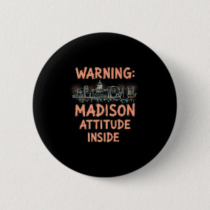Chapa Redonda De 5 Cm Gracioso Madison Wisconsin Noche Skyline Vintage P