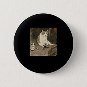 Chapa Redonda De 5 Cm Gracioso meme de fumar un gato triste kit de arte
