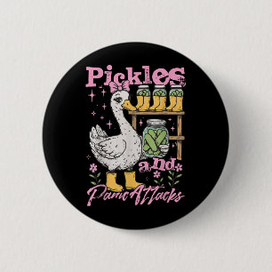 Chapa Redonda De 5 Cm Gracioso Meme Pickle Cucumber Pickles Y Pánico