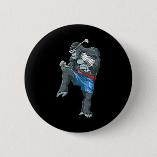 Chapa Redonda De 5 Cm Gracioso Muay Thai Gorilla - Boxeo tailandés