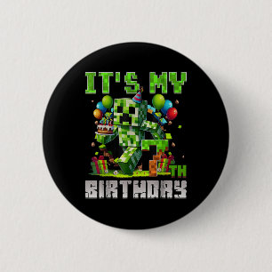 Chapa Redonda De 5 Cm Gracioso niño de 7 años 7 años Pixel Art Gamer Boy