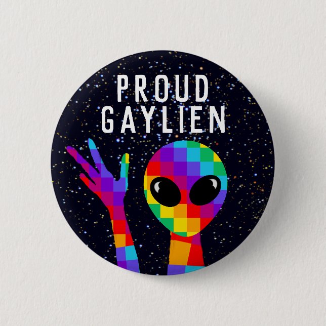 Chapa Redonda De 5 Cm Gracioso Orgullo Gay LGBT GAYLIEN (Anverso)