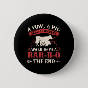 Chapa Redonda De 5 Cm Gracioso parrillada de carne de cerdo de vaca hume
