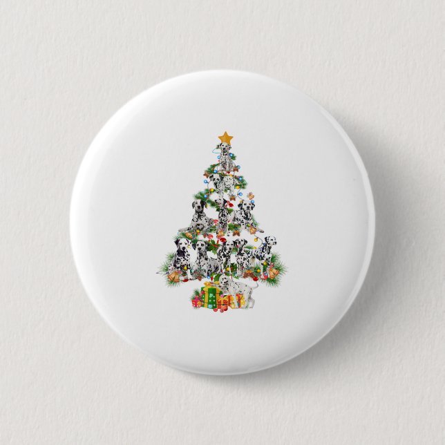 Chapa Redonda De 5 Cm Gracioso perro dalmatiano amargo de Navidad (Anverso)