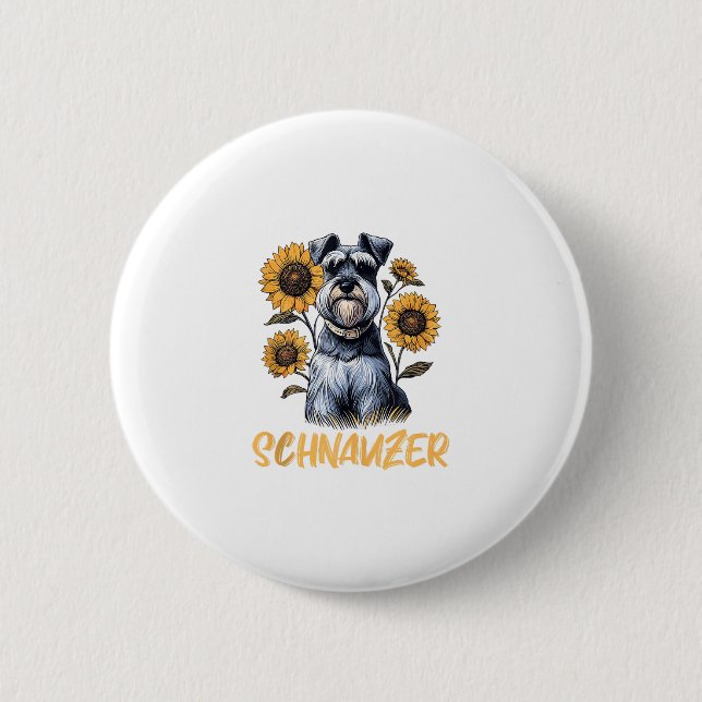 Chapa Redonda De 5 Cm Gracioso perro Schnauzer (Anverso)