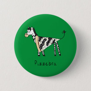 Chapa Redonda De 5 Cm Gracioso Pizza Zebra Cute Personalizados Kids