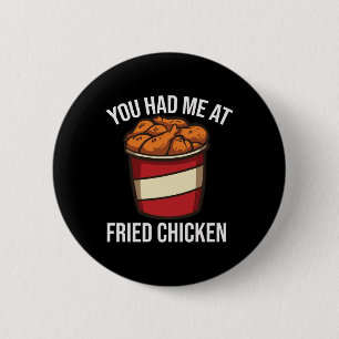 Chapa Redonda De 5 Cm Gracioso pollo frito Lover Fast Food Bbq Grill Dru
