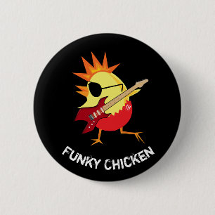 Chapa Redonda De 5 Cm Gracioso pollo Funky