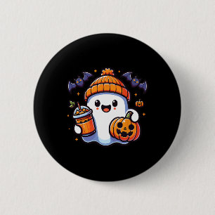 Chapa Redonda De 5 Cm Gracioso retro lindo Halloween Ghost Bmpkin Ghost