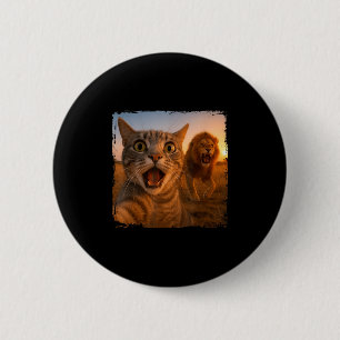 Chapa Redonda De 5 Cm Gracioso Selfie De Gato Con Meme De Gato De León P
