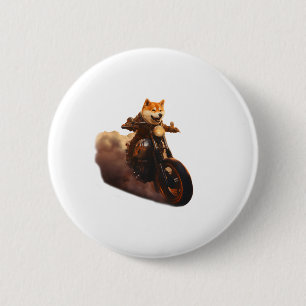 Chapa Redonda De 5 Cm Gracioso, Shiba Inu, Motocicleta, Perro, Marioneta