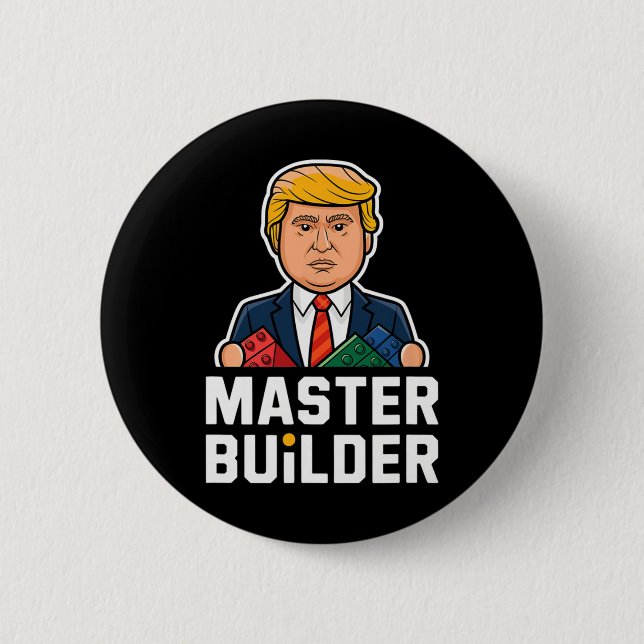 Chapa Redonda De 5 Cm Gracioso Trump Master Builder Building Blocks Gift (Anverso)