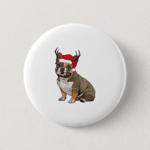 Chapa Redonda De 5 Cm Graciosos Navidades de Bulldog franceses