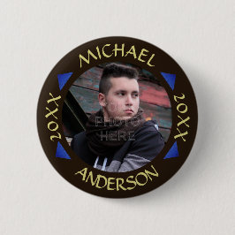 Chapa Redonda De 5 Cm Graduación 2023 | Foto Personalizado Triángulos mo