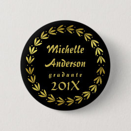 Chapa Redonda De 5 Cm Graduación 2023 Negro | Personalizado de Wreath de