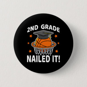 Chapa Redonda De 5 Cm Graduación B del jugador de baloncesto de 2º grado