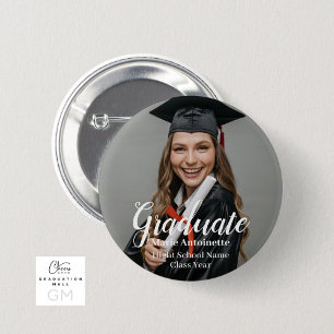 Chapa Redonda De 5 Cm Graduación de foto de graduado personalizada