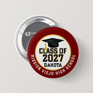 Chapa Redonda De 5 Cm Graduación de la promoción 2027 de Letterman