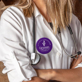 Chapa Redonda De 5 Cm Graduación de personalizado Purple Veterinary Scho