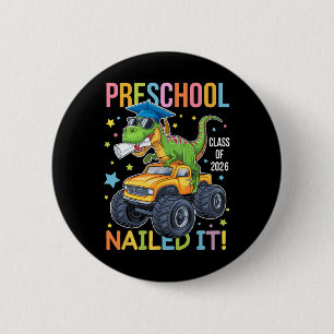 Chapa Redonda De 5 Cm Graduación de Preescolar Cl de 2025 Graduado Dinos