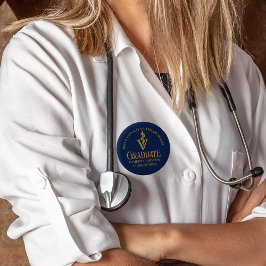 Chapa Redonda De 5 Cm Graduación en la Escuela Veterinaria de Oro Azul d