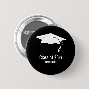 Chapa Redonda De 5 Cm Graduación Escuela Nombre Clase de 2026 Blanco y N