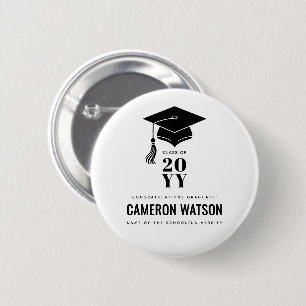 Chapa Redonda De 5 Cm Graduación Personalizada con Gorro Moderno y Borla