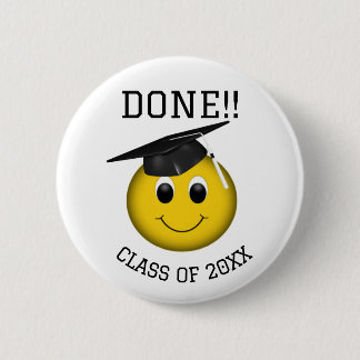 Chapa Redonda De 5 Cm Graduación "terminada" de Emoji divertida