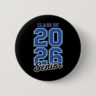 Chapa Redonda De 5 Cm Graduado de la promoción de 2026 Senior Azul Gradu