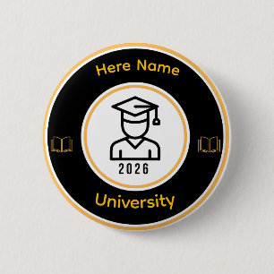 Chapa Redonda De 5 Cm Graduado Elegante 2026   Sello Dorado Personalizad