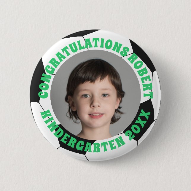 Chapa Redonda De 5 Cm Graduate Kindergarten Felicitaciones Fotótbol (Anverso)