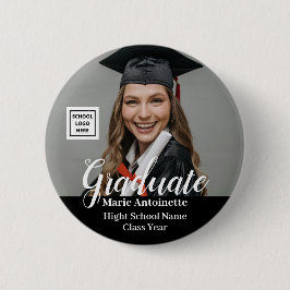 Chapa Redonda De 5 Cm Graduate Photo School Logo Modern Graduation