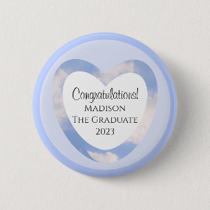 Chapa Redonda De 5 Cm Graduation Congratulations Light Blue Sky