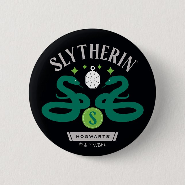 Chapa Redonda De 5 Cm Gráfica de bloqueo de serpiente doble SLYTHERIN™ H (Anverso)