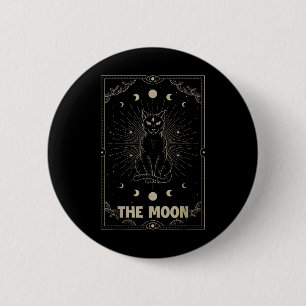 Chapa Redonda De 5 Cm Gráfica De Tarjeta Tarot De Crescent Moon Cat Para