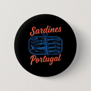 Chapa Redonda De 5 Cm Gráfica Retro De Pescado De Tintes De Sardinas Par