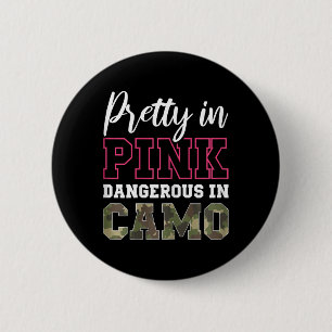 Chapa Redonda De 5 Cm Gráfica Rosa Graciosa De Caza De Camo Para Mujeres