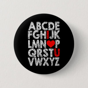 Chapa Redonda De 5 Cm Gráfico de alfabeto te amo con corazón resaltado V