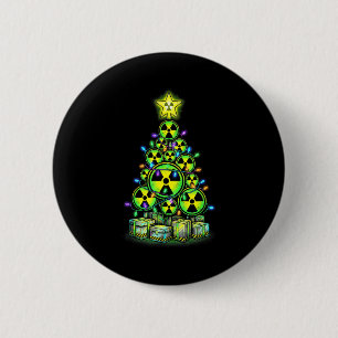 Chapa Redonda De 5 Cm Gráfico de árbol de Navidad radiactivo Advertencia