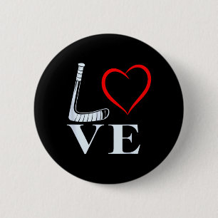 Chapa Redonda De 5 Cm Gráfico de corazón de amor de hockey para fanático