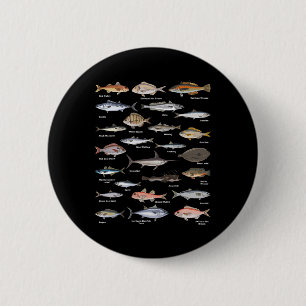Chapa Redonda De 5 Cm Gráfico de identificación de peces vintage Pesca