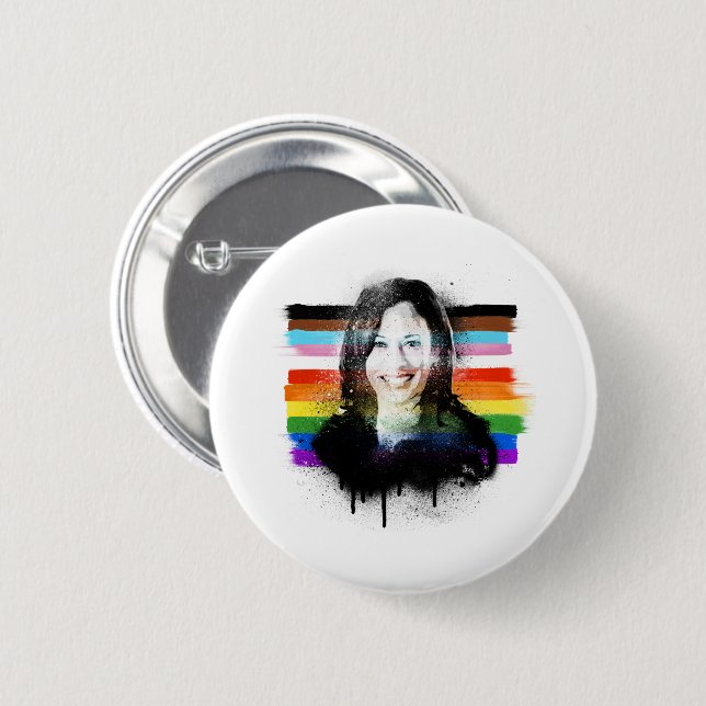 Chapa Redonda De 5 Cm Grafiti del Orgullo inclusivo Kamala Harris (Anverso y reverso)