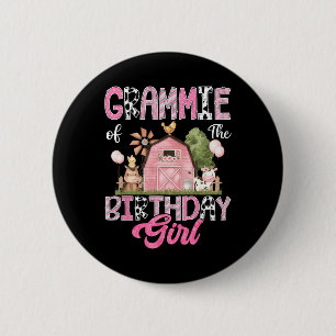 Chapa Redonda De 5 Cm Grammie De La Chica De Cumpleaños Granja Rosa Prim